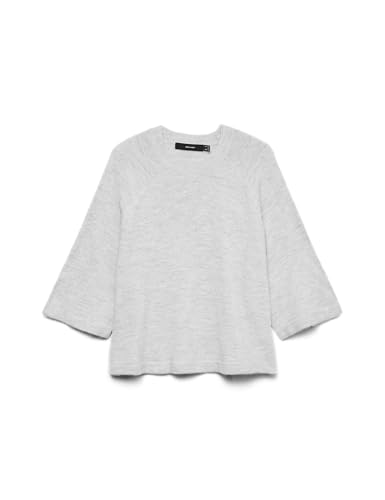 VERO MODA Damen Vmlefile 3/4 O-Neck Pullover Noos, Light Grey Melange, M von VERO MODA