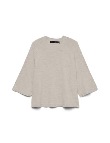 VERO MODA Damen Vmlefile 3/4 O-Neck Pullover Noos, Pumice Stone, XL von VERO MODA