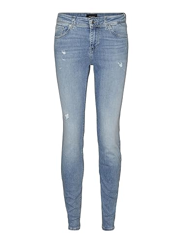 VERO MODA Damen Vmlux Mr Slim Dst Ri373 Ga Jeans, Light Blue Denim, M EU von VERO MODA