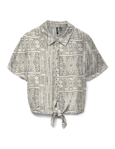 VERO MODA Damen Vmmenny Tie Ss Shirt WVN Ga, Oatmeal, XS VERO MODA Damen Vmmenny Tie Ss Shirt WVN Ga, Oatmeal, XS von VERO MODA