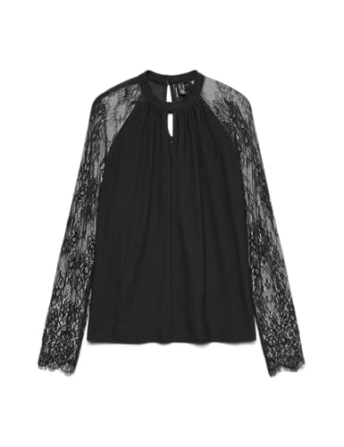 VERO MODA Damen Vmmilla Ls Lace Top Ga JRS Noos, Black, XS VERO MODA Damen Vmmilla Ls Lace Top Ga JRS Noos, Black, XS von VERO MODA
