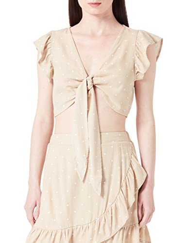 VERO MODA Damen Vmmymilo Sl Crop Tie Top Wvn Ga, Irish Cream/Aop:snow White Dots, M von VERO MODA