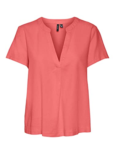 VERO MODA Damen Vmmymilo Ss WVN Ga Top, Georgia Peach, S von VERO MODA