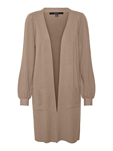 VERO MODA Damen Vmnancy Ls Long Open Coatigan Ga Noos Strickjacke, Silver Mink, S EU von VERO MODA