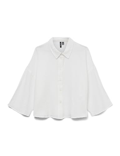 VERO MODA Damen Vmnatali Crop Shirt WVN Ga SPE Top, Snow White, Large von VERO MODA