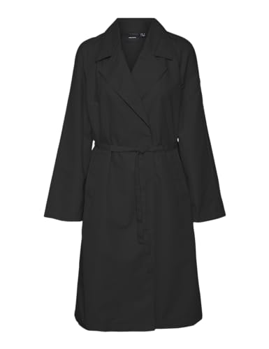 VERO MODA Damen Vmneel Long Trenchcoat, Black, S von VERO MODA