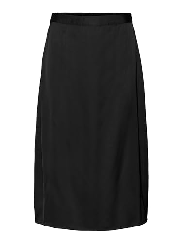 VERO MODA Midi Rock Ausgestellt mit Gummizug Glänzender Satin Stoff Elegant Knielang Feminin Trend VMNOA von VERO MODA