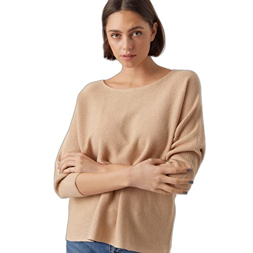 VERO MODA Damen Vmnora 3/4 Boatneck Blouse Noos Pullover, Irish Cream/Detail:w. Melange, XXL EU von VERO MODA