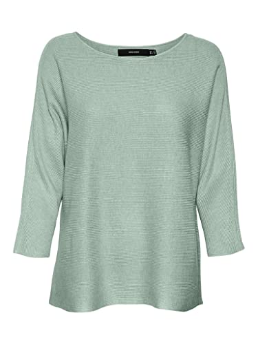 VERO MODA Damen Vmnora 3/4 Boatneck Blouse Noos Pullover, Silt Green/Detail:w. Melange, XS EU von VERO MODA