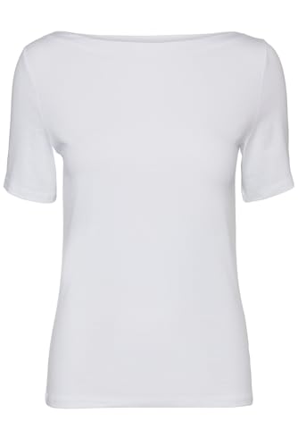 VERO MODA Damen Einfarbiges Stretch T-Shirt Basic Top Kurzarm Oberteil mit U-Boot-Ausschnitt VMPANDA von VERO MODA