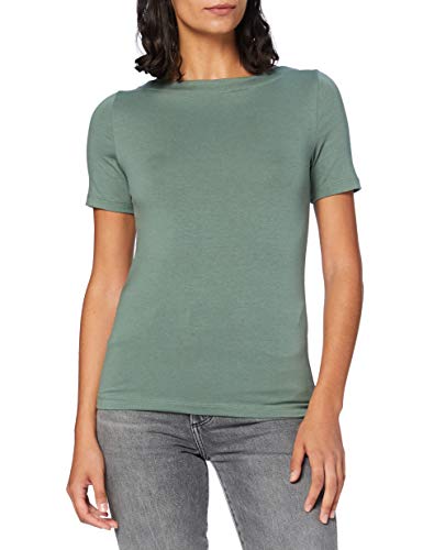 VERO MODA Damen Einfarbiges Stretch T-Shirt Basic Top Kurzarm Oberteil mit U-Boot-Ausschnitt VMPANDA von VERO MODA