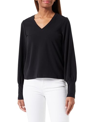 VERO MODA Damen Vmpila Ls V-neck Top Jrs Bf, Schwarz, XS von VERO MODA
