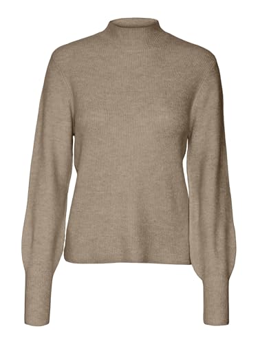 VERO MODA Damen Vmpippa Ls Highneck Pullover Ga Boo Strickpullover, Silver Mink/Detail:Melange, X-Large von VERO MODA
