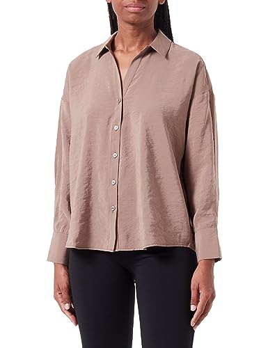 VERO MODA Damen Vmqueeny Ls Oversize Shirt Wvn Ga Noos, Brown Lentil, S von VERO MODA