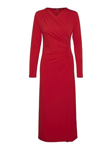 VERO MODA Damen VMRASMINE LS V-Neck 7/8 Dress JRS GA Jerseykleid, Salsa, Small von VERO MODA