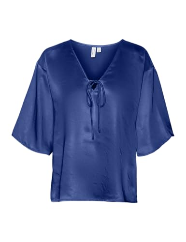 VERO MODA Damen Vmriver 2/4 V-Neck Top WVN Btq Ga Kurzarmbluse, Surf The Web, Small von VERO MODA