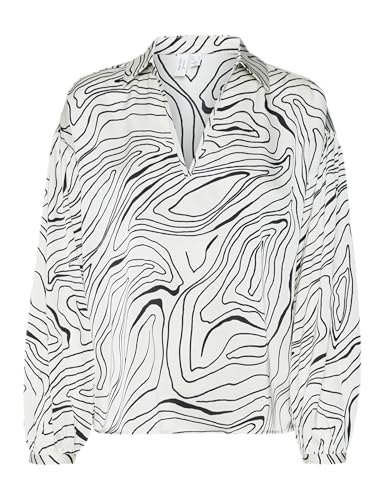 VERO MODA Damen Vmrobin L/S V-Neck Top WVN Exp Btq Ga Langarmshirt, Birch/AOP:Robin, Small von VERO MODA