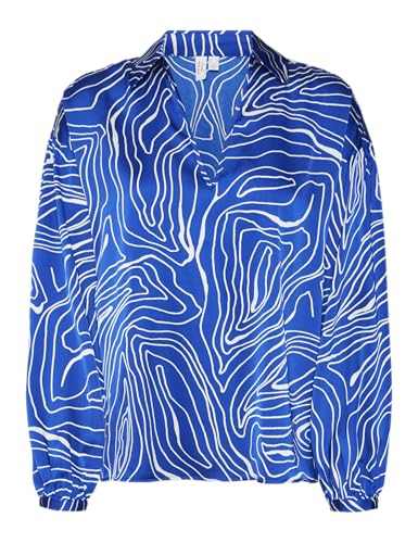 VERO MODA Damen Vmrobin L/S V-Neck Top WVN Exp Btq Ga Langarmshirt, Surf The Web/AOP:Robin, Small von VERO MODA