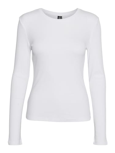 VERO MODA Dünner Pullover Langarm Shirt Rundhals Sweater RIPP Jersey Slim Fit VMROMA, Farben:Weiß-2, Größe:M von VERO MODA