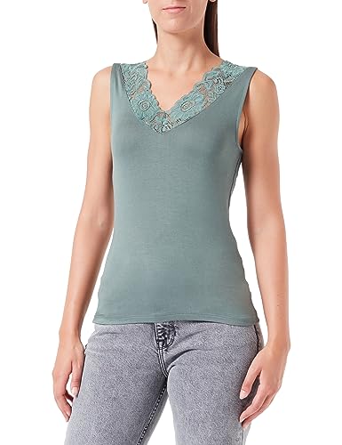 VERO MODA Damen Vmrosa Sl V-neck Top Jrs Noos, Dark Forest, S von VERO MODA