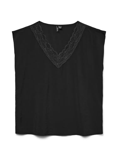 VERO MODA Damen Vmsafa Sl V-Neck Lace Top WVN Ga Noos, Black, XS VERO MODA Damen Vmsafa Sl V-Neck Lace Top WVN Ga Noos, Black, XS von VERO MODA