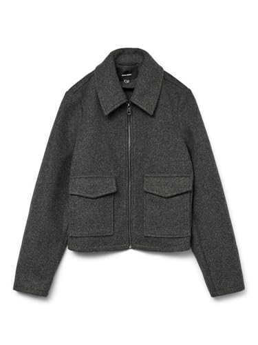VERO MODA Damen Vmsafir Short Jacket Ga Noos, Dark Grey Melange, x_l von VERO MODA
