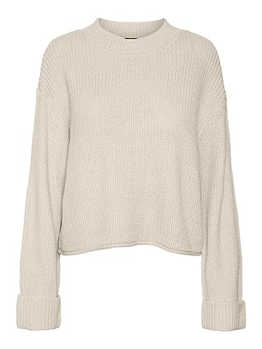 VERO MODA Damen Vmsayla Fold Ls O-neck Pullover Boo Pullover, Birch, L von VERO MODA