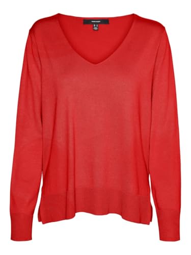 VERO MODA Damen Vmsilje Ls V-Neck Ga Noos Pullover, Fiery Red, L VERO MODA Damen Vmsilje Ls V-Neck Ga Noos Pullover, Fiery Red, L von VERO MODA