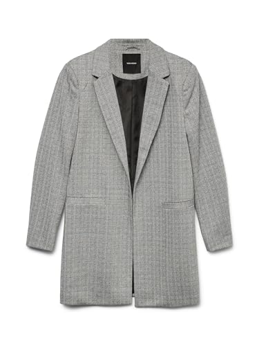 VERO MODA Damen VMSILVA LS Long Blazer, Black/Detail:Snow White Herringbone, XS VERO MODA Damen VMSILVA LS Long Blazer, Black/Detail:Snow White Herringbone, XS von VERO MODA