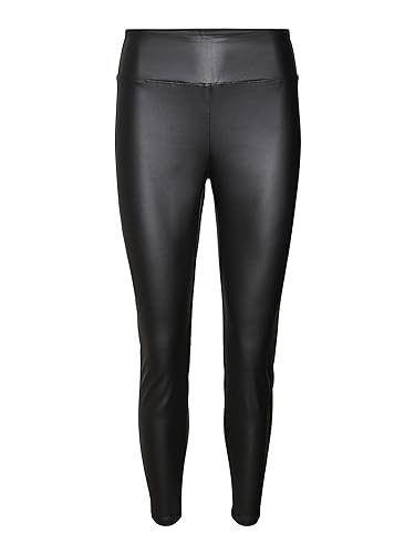 VERO MODA Damen Vmsuella Jade Hw Coated Legging Noos, Schwarz, XXL von VERO MODA