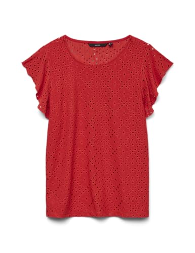 VERO MODA Damen Vmtassa Sl Frill Top Noos, Fiery Red, X-Large von VERO MODA