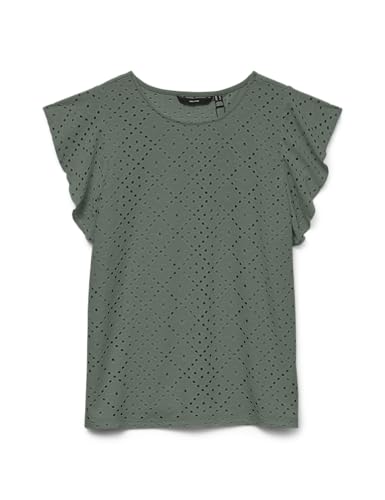 VERO MODA Damen Vmtassa Sl Frill Top Noos T-Shirt, Laurel Wreath, XS VERO MODA Damen Vmtassa Sl Frill Top Noos T-Shirt, Laurel Wreath, XS von VERO MODA