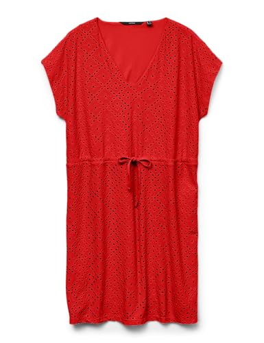 VERO MODA Damen Vmtassa Ss Short Dress JRS Noos, Fiery Red, X-Small von VERO MODA