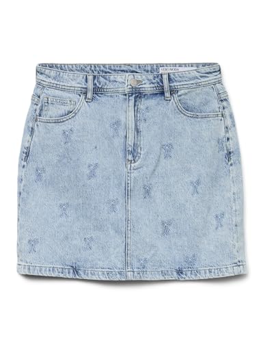 VERO MODA Damen Vmtessa Hr Short Emb Skirt Ra339, Light Blue Denim, S von VERO MODA