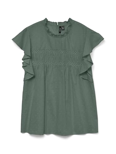 VERO MODA Damen Vmtrine Sl Lace WVN Ga Noos Top, Laurel Wreath, XS VERO MODA Damen Vmtrine Sl Lace WVN Ga Noos Top, Laurel Wreath, XS von VERO MODA