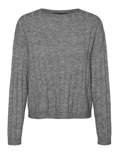 VERO MODA Damen Vmwilla Ls O-Neck Pullover Ga Boo Strickpullover, Medium Grey Melange, Small von VERO MODA