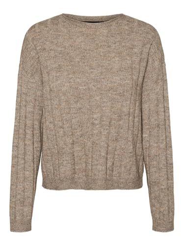 VERO MODA Damen VMWILLA LS O-Neck Pullover GA Boo Strickpullover, Silver Mink/Detail:Melange, S von VERO MODA