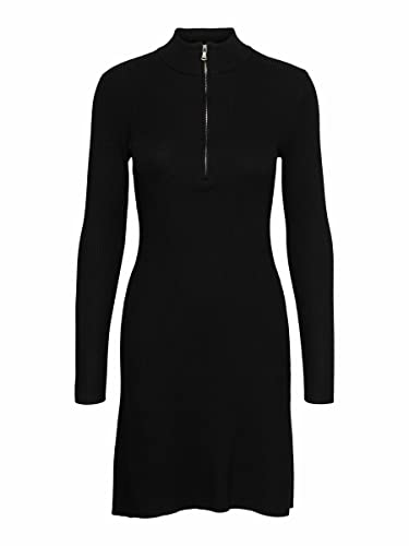 VERO MODA Damen Vmwillow Zipper Dress Lcs Exc Kleid, Schwarz, XL EU von VERO MODA