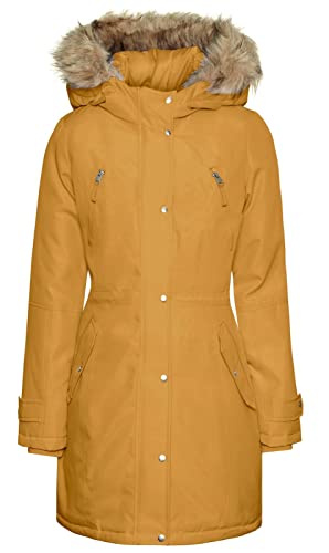 VERO MODA Damen Winterjacke Parka VMTrack mit Fell-Kapuze 10267006 amber gold M von VERO MODA