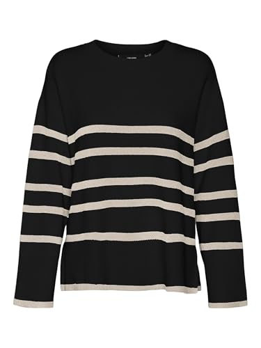 VERO MODA Feinstrick Pullover Oversize Gestreifter Longsleeve Sweater Dropped Shoulder Design VMSABA NOOS von VERO MODA