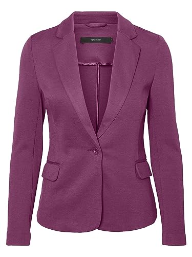 VERO MODA Damen Jersey Blazer Julia leichte Stoffjacke 10154123 Boysenberry 34 von VERO MODA