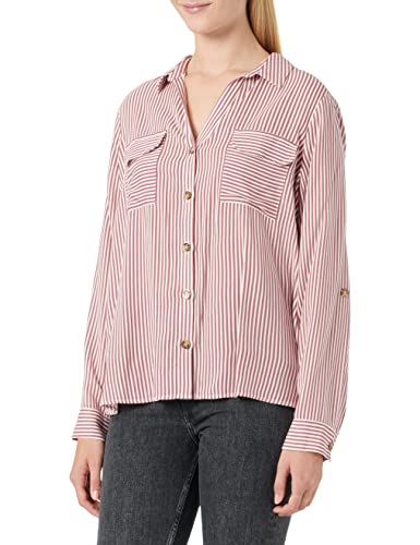 VERO MODA Damen Vmbumpy L/S Shirt New Noos, Snow White/Stripes:dry Rose, S von VERO MODA