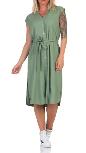 Vero Moda Damen Midi Kleid VMMymilo Hemdkleid mit Bindegürtel 10282532 Hedge Green XS Vero Moda Damen Midi Kleid VMMymilo Hemdkleid mit Bindegürtel 10282532 Hedge Green XS von Vero Moda