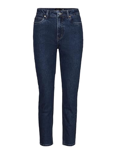 VERO MODA Damen Vmbrenda Hr Straight Ank Gu3135 Ga Noos Jeanshose, Dark Blue Denim, 28W / 32L EU von VERO MODA