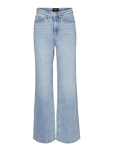 VERO MODA Straight Fit Jeans Stone Washed Denim Hose High Waist Schlag Pantsl VMTESSA, Farben:Hellblau,Größe Damen:W29 L30,Z - Länge L30/32/34/36/38:L30 von VERO MODA