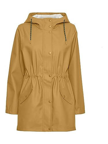 VERO MODA Damen Regenjacke VMMalou wasserabweisender Parka mit Kapuze 10266982 amber gold L von VERO MODA