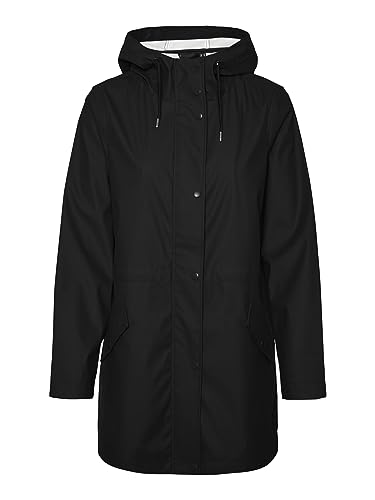 VERO MODA Damen Regenjacke VMShadysofine wasserabweisender Kapuzen-Parka 10257666 black M von VERO MODA