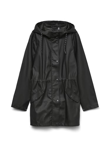 VERO MODA Damen Regenjacke VMMalou wasserabweisender Parka mit Kapuze 10266982 black S von VERO MODA