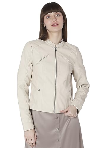 VERO MODA Damen Kunstlederjacke VMFavodona Übergangsjacke im Biker-Stil 10288555 Oatmeal XXL von VERO MODA