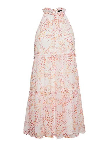 VERO MODA Damen Sommerkleid Dora Kaya weiß/apricot/Pastellrot/Mauve M von VERO MODA